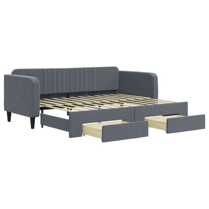 Divano Letto Estraibile Cassetti Grigio Scuro 90x200cm Velluto - homemem39