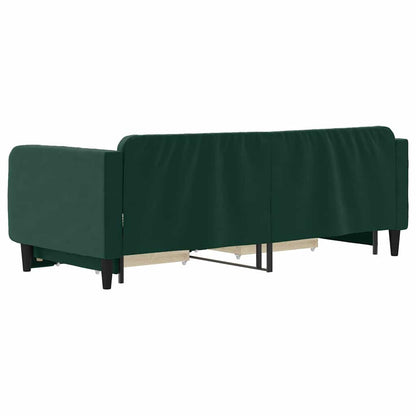 Divano Letto Estraibile Cassetti Verde Scuro 90x200cm Velluto