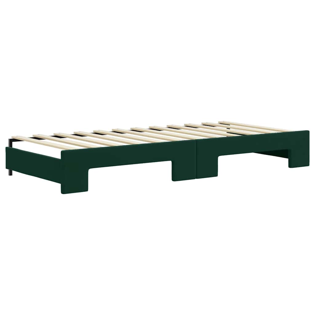 Divano Letto Estraibile Cassetti Verde Scuro 90x200cm Velluto | homemem39