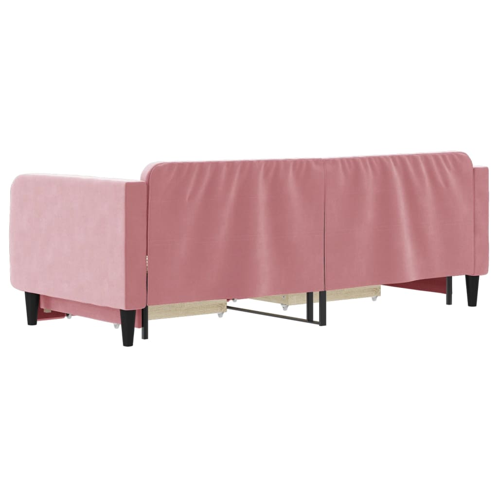 Divano Letto Estraibile con Cassetti Rosa 90x200 cm Velluto - homemem39