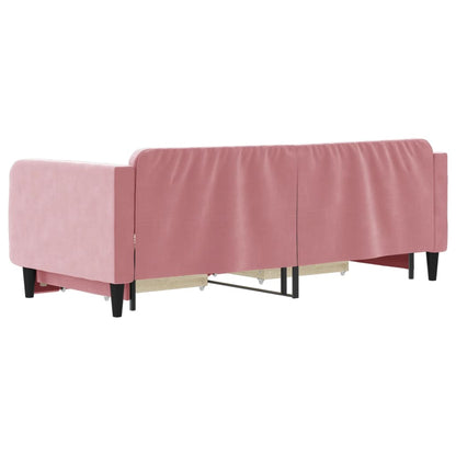 Divano Letto Estraibile con Cassetti Rosa 90x200 cm Velluto - homemem39