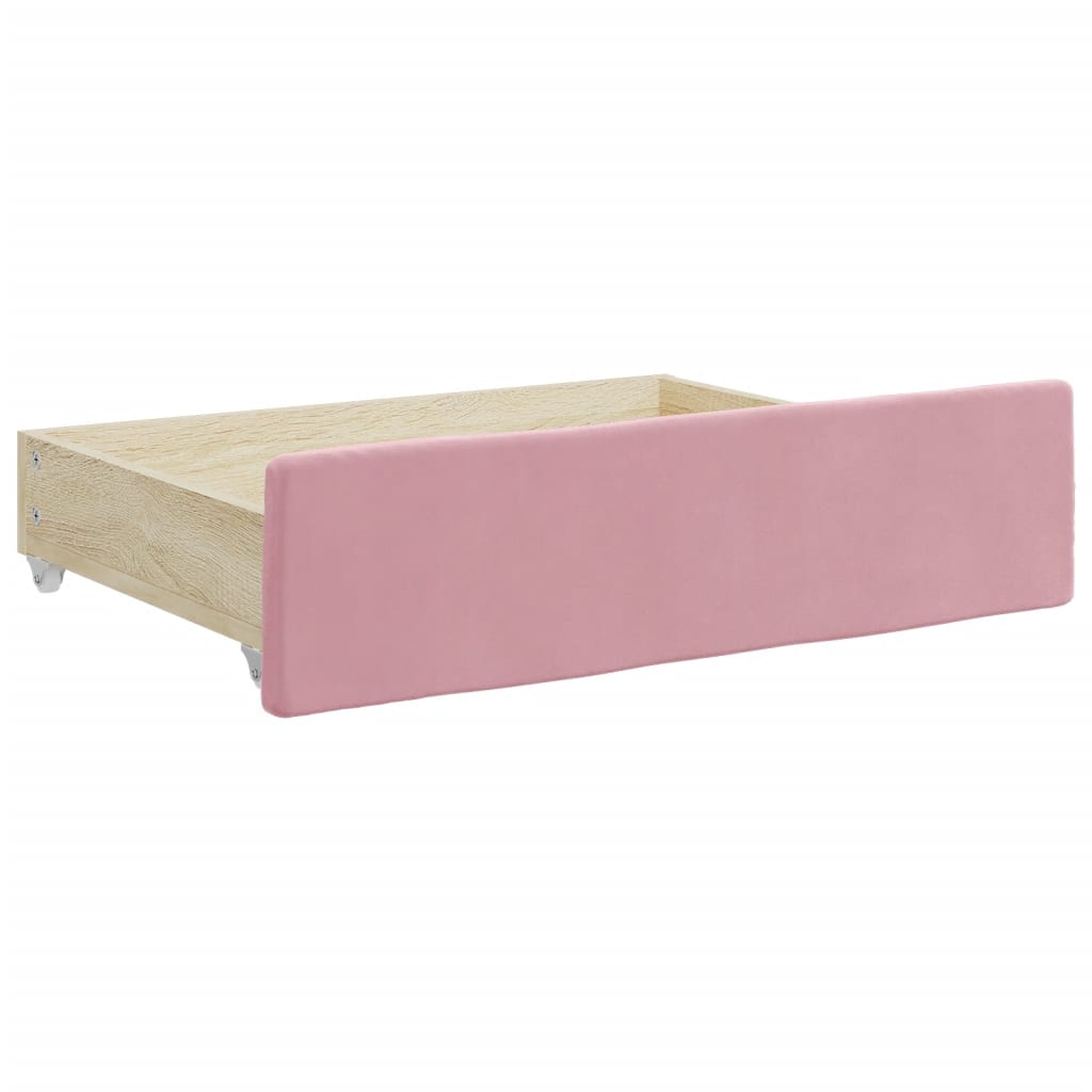 Divano Letto Estraibile con Cassetti Rosa 90x200 cm Velluto - homemem39