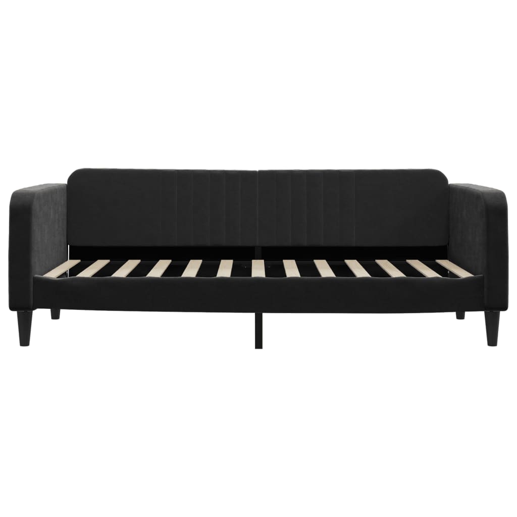 Divano Letto Estraibile con Cassetti Nero 90x200 cm in Velluto