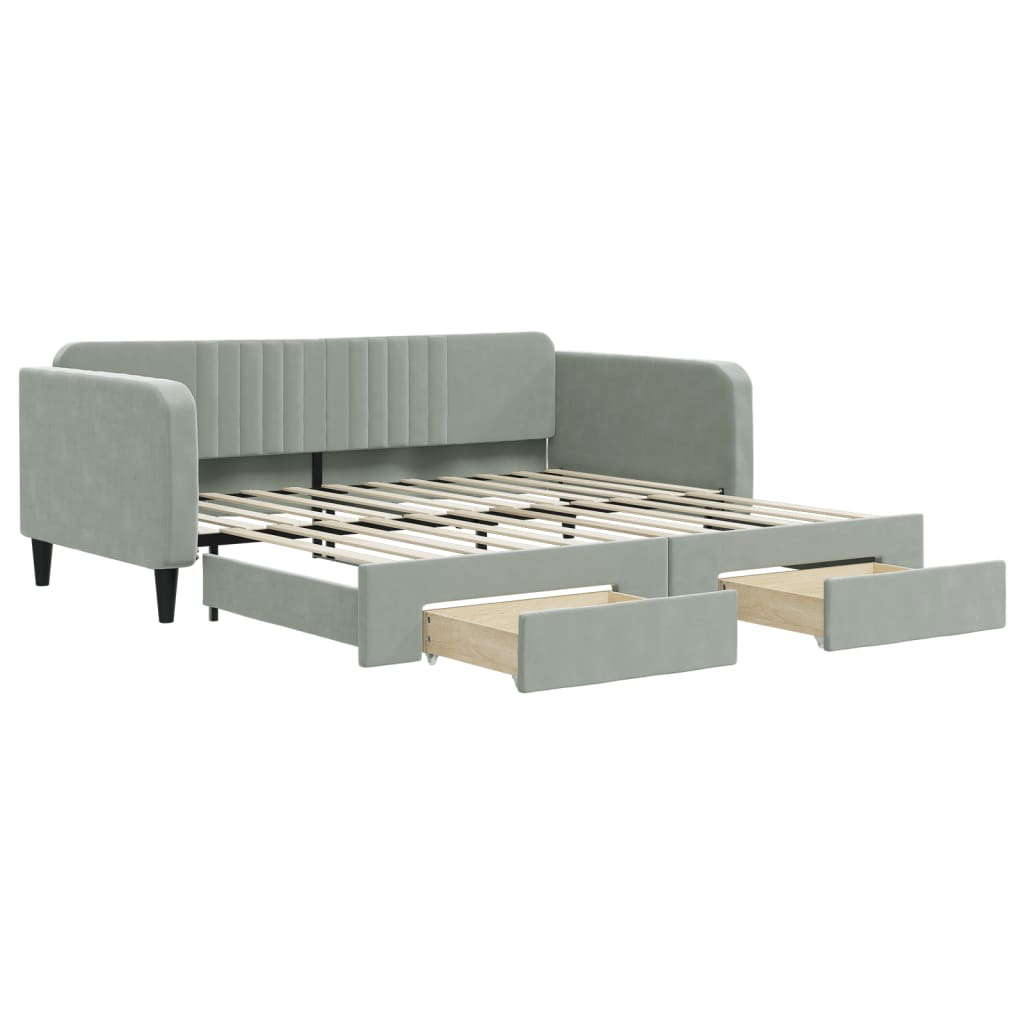 Divano Letto Estraibile Cassetti Grigio Chiaro 100x200 Velluto - homemem39