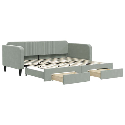 Divano Letto Estraibile Cassetti Grigio Chiaro 100x200 Velluto - homemem39