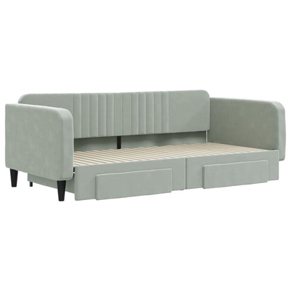 Divano Letto Estraibile Cassetti Grigio Chiaro 100x200 Velluto - homemem39