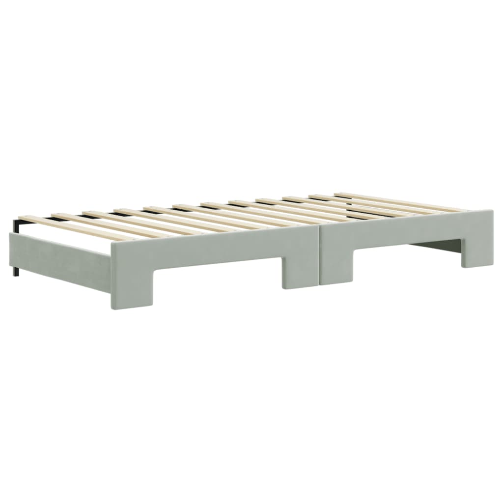 Divano Letto Estraibile Cassetti Grigio Chiaro 100x200 Velluto - homemem39