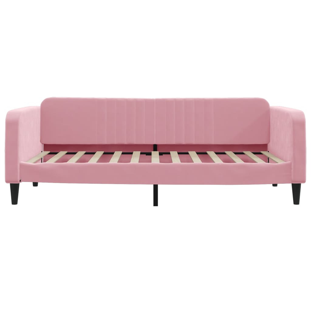 Divano Letto Estraibile con Cassetti Rosa 100x200 cm Velluto