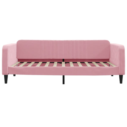 Divano Letto Estraibile con Cassetti Rosa 100x200 cm Velluto
