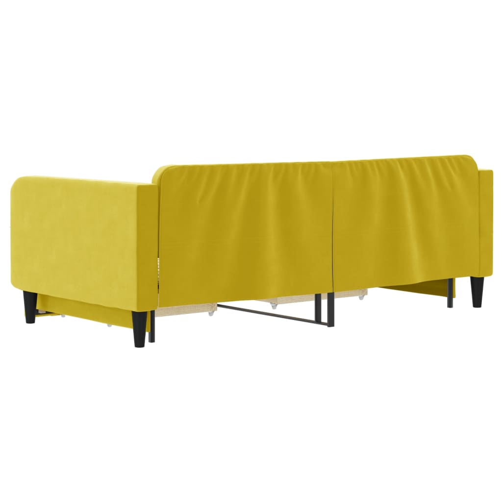 Divano Letto Estraibile con Cassetti Giallo 100x200cm Velluto - homemem39