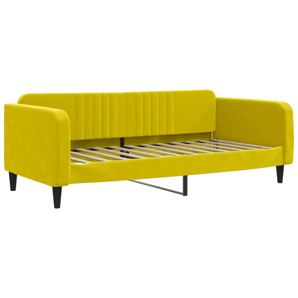 Divano Letto Estraibile con Cassetti Giallo 100x200cm Velluto - homemem39