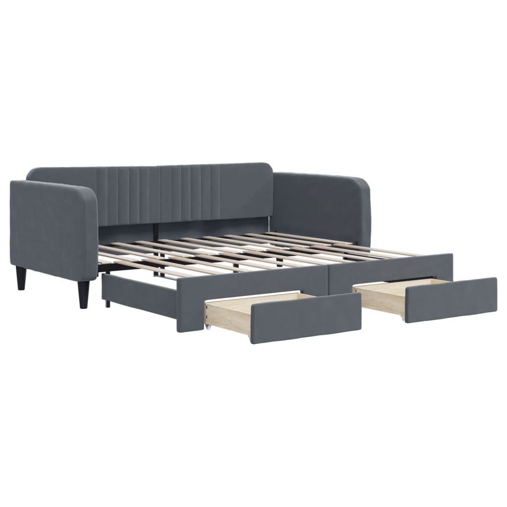 Divano Letto Estraibile Cassetti Grigio Scuro 90x190cm Velluto - homemem39