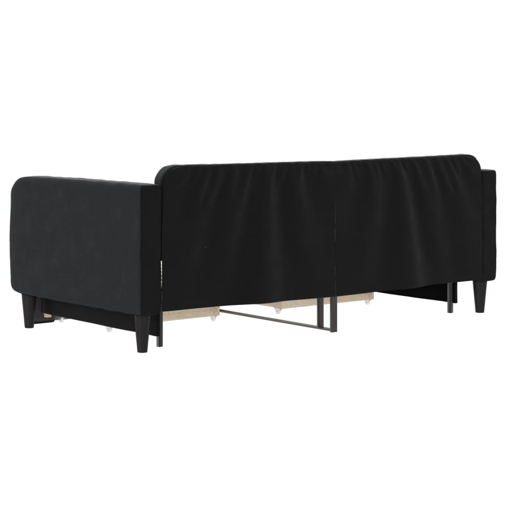 Divano Letto Estraibile con Cassetti Nero 90x190 cm in Velluto