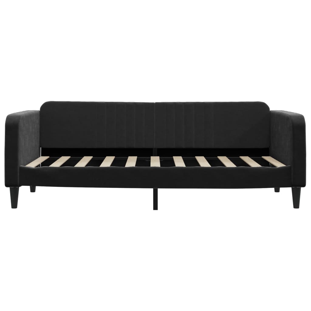 Divano Letto Estraibile con Cassetti Nero 90x190 cm in Velluto