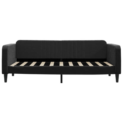 Divano Letto Estraibile con Cassetti Nero 90x190 cm in Velluto