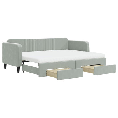 Divano Letto Estraibile Cassetti Grigio Chiaro 80x200cm Velluto - homemem39