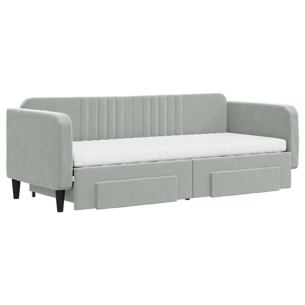 Divano Letto Estraibile Cassetti Grigio Chiaro 80x200cm Velluto - homemem39