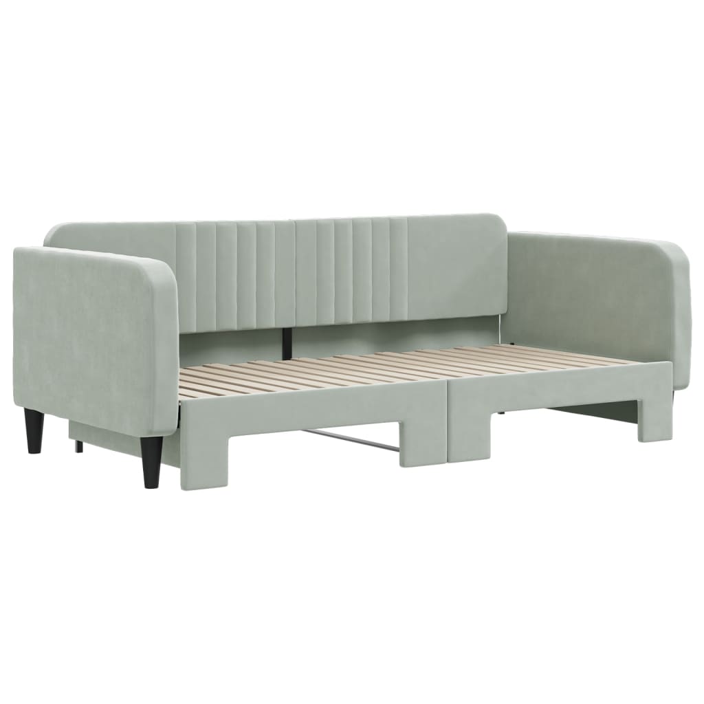 Divano Letto Letto Estraibile Grigio Chiaro 100x190 cm Velluto | homemem39