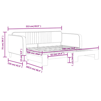Divano Letto Letto Estraibile Grigio Chiaro 100x190 cm Velluto | homemem39