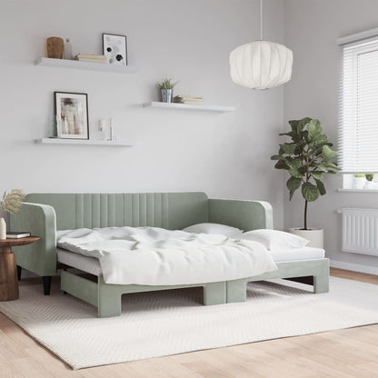 Divano Letto Letto Estraibile Grigio Chiaro 100x190 cm Velluto | homemem39