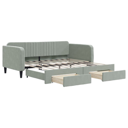 Divano Letto Estraibile Cassetti Grigio Chiaro 100x190 Velluto