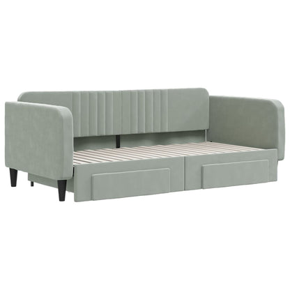 Divano Letto Estraibile Cassetti Grigio Chiaro 100x190 Velluto | homemem39