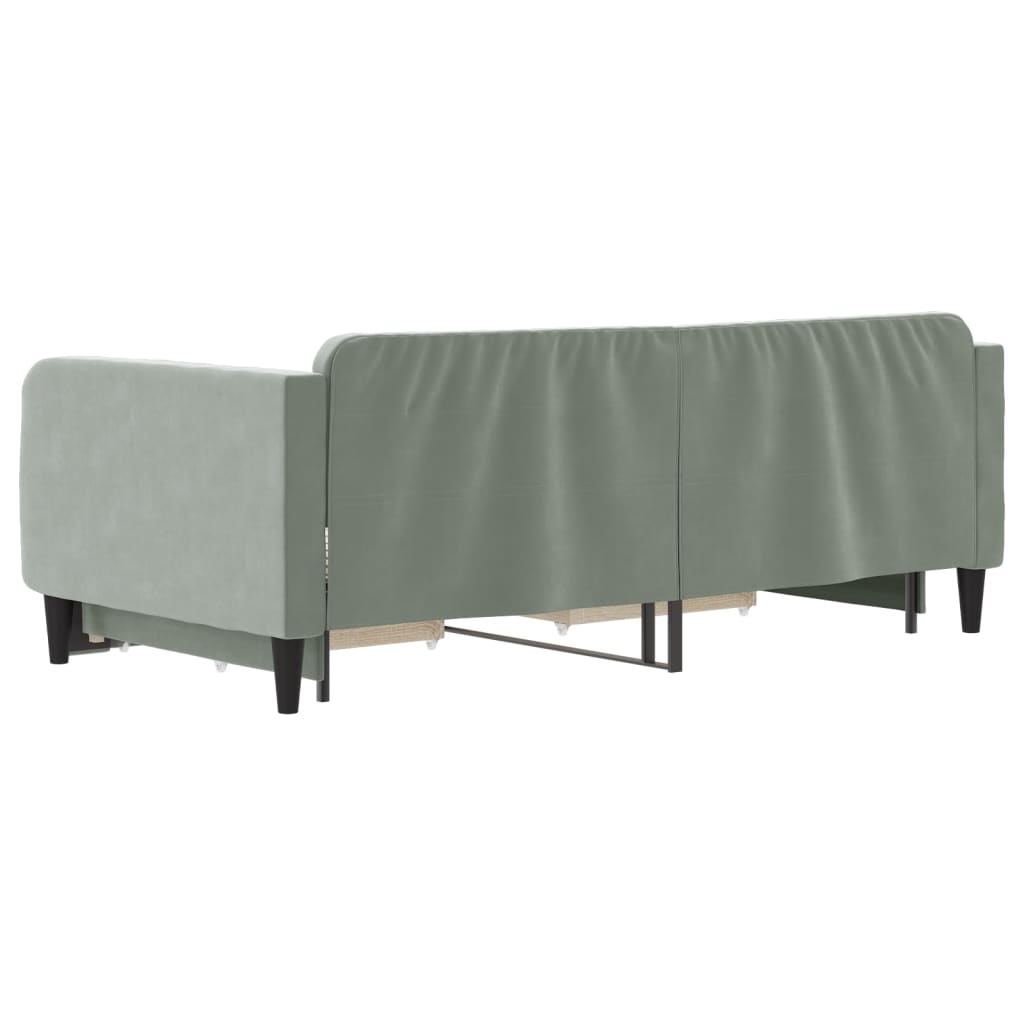 Divano Letto Estraibile Cassetti Grigio Chiaro 100x190 Velluto