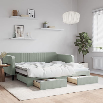 Divano Letto Estraibile Cassetti Grigio Chiaro 100x190 Velluto | homemem39