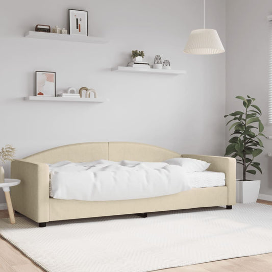Divano Letto con Materasso Crema 90x200 cm in Tessuto - homemem39