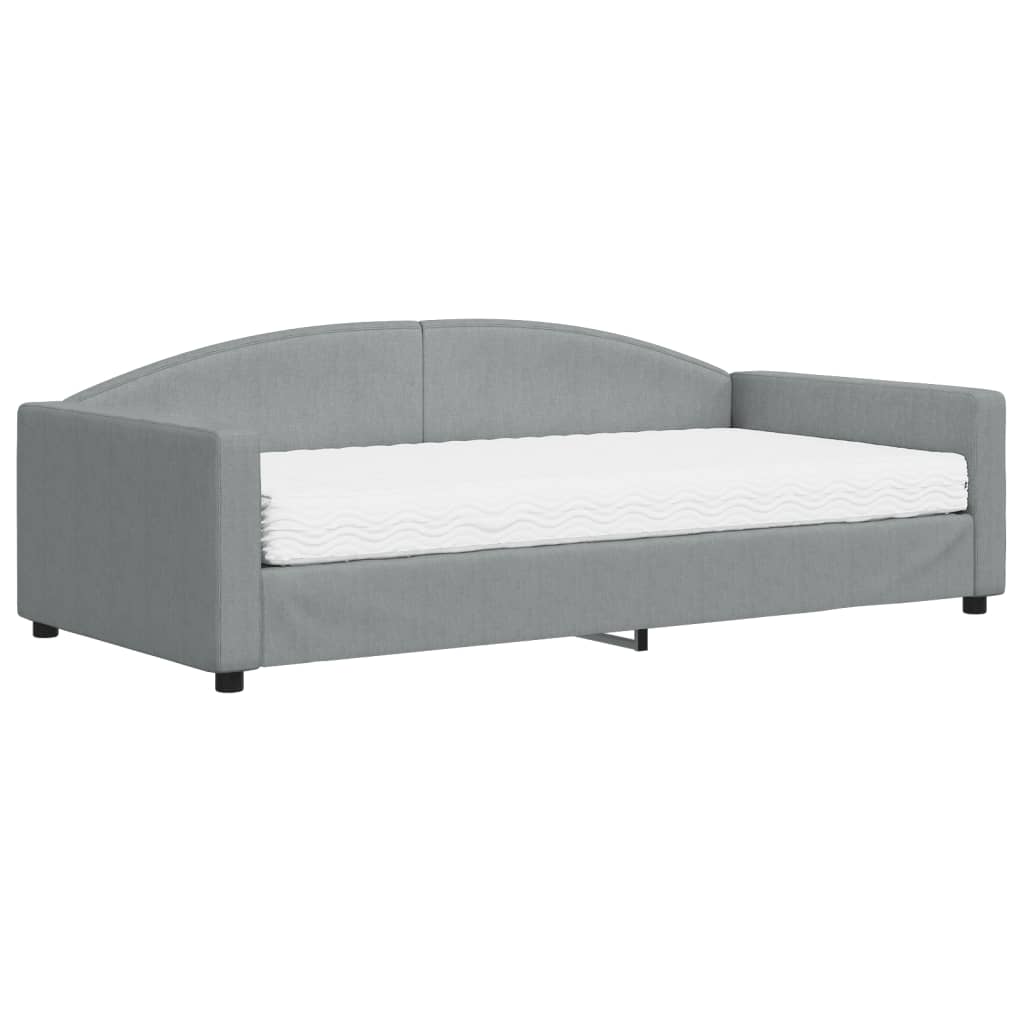 Divano Letto con Materasso Grigio Chiaro 100x200 cm in Tessuto - homemem39