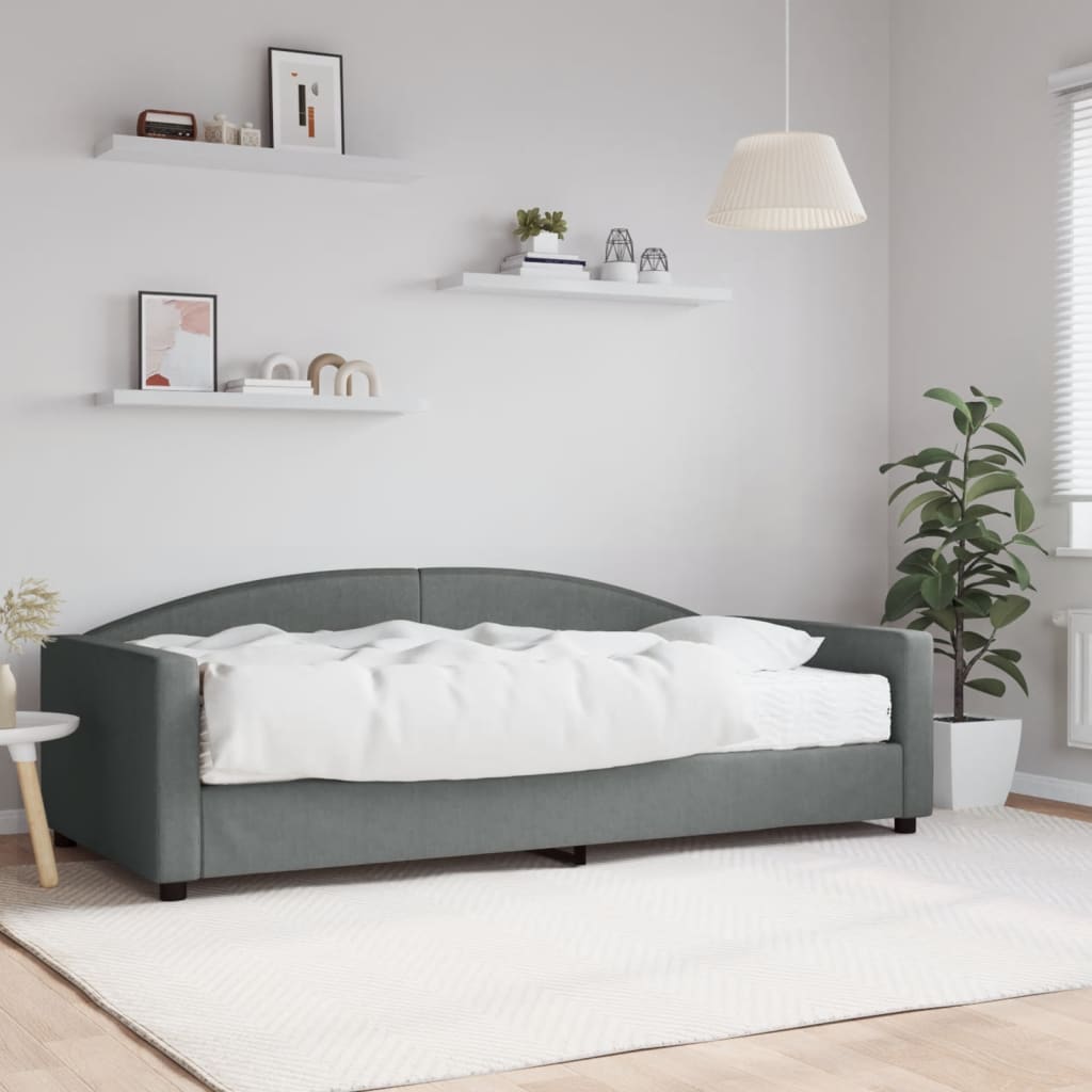 Divano Letto con Materasso Grigio Scuro 100x200 cm in Tessuto - homemem39