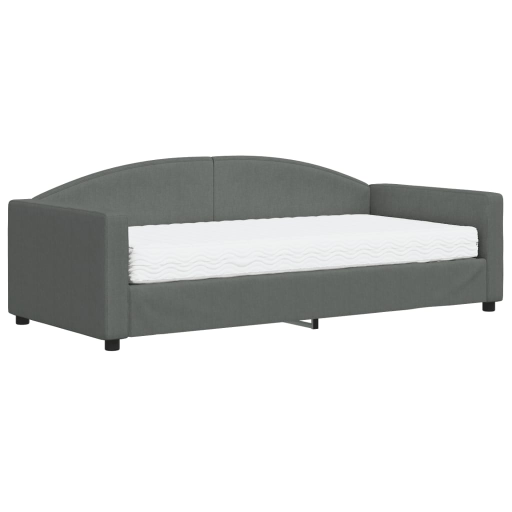 Divano Letto con Materasso Grigio Scuro 90x190 cm in Tessuto - homemem39