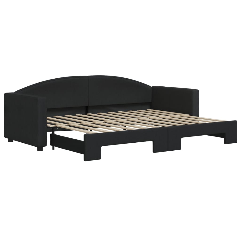 Divano Letto con Letto Estraibile Nero 80x200 Tessuto