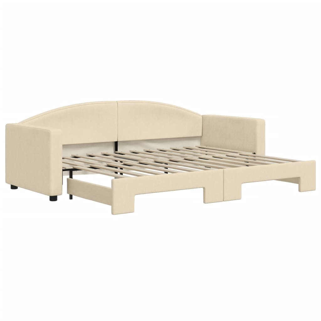Divano Letto con Letto Estraibile Crema 80x200 cm Tessuto - homemem39