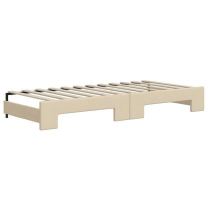 Divano Letto con Letto Estraibile Crema 80x200 cm Tessuto - homemem39