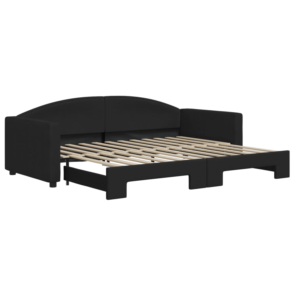 Divano Letto con Letto Estraibile Nero 90x200 cm in Tessuto - homemem39