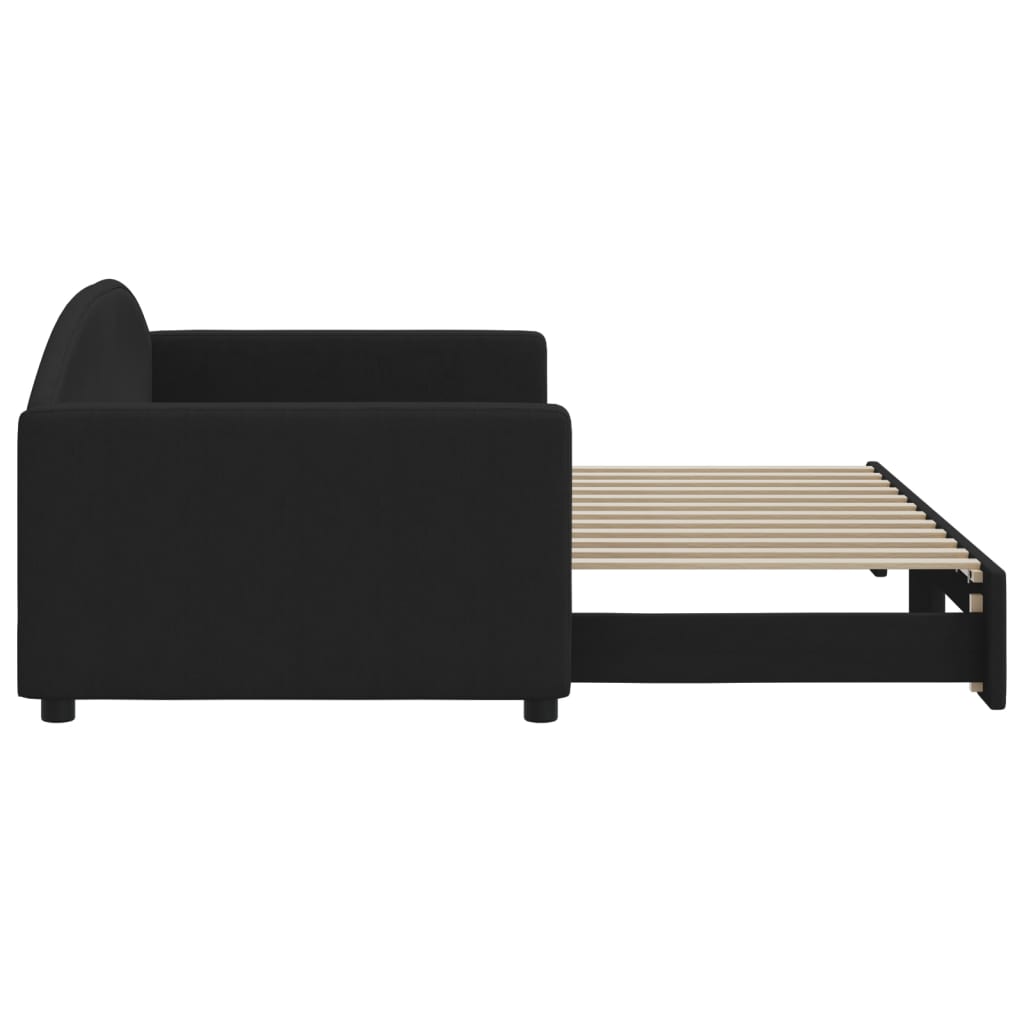 Divano Letto con Letto Estraibile Nero 90x200 cm in Tessuto