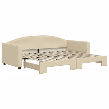 Divano Letto con Letto Estraibile Crema 90x200 cm in Tessuto - homemem39