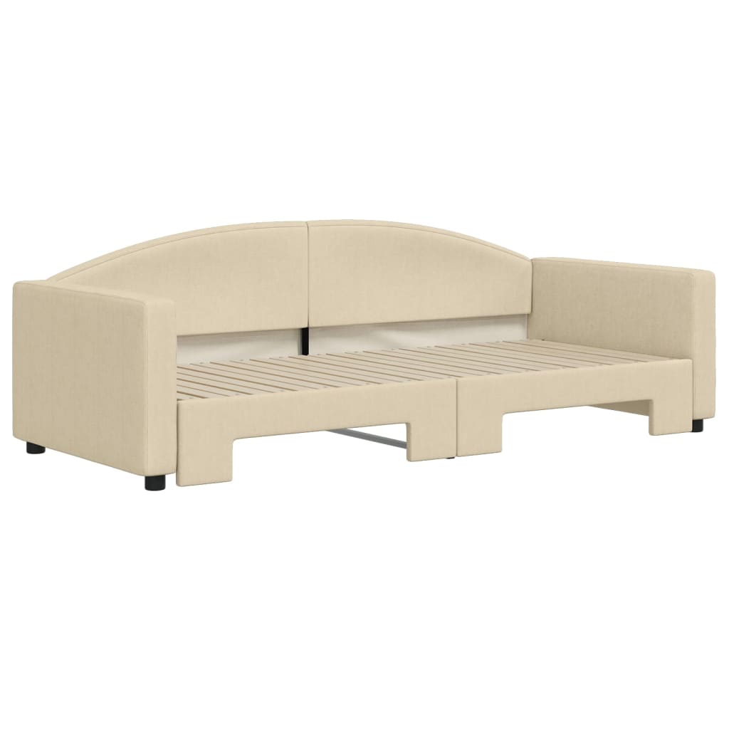 Divano Letto con Letto Estraibile Crema 90x200 cm in Tessuto - homemem39