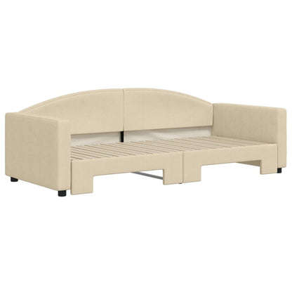 Divano Letto con Letto Estraibile Crema 90x200 cm in Tessuto - homemem39