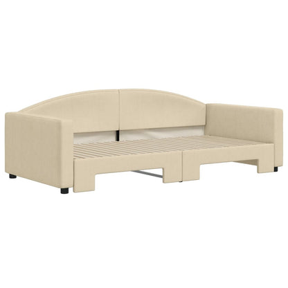 Divano Letto con Letto Estraibile Crema 100x200 cm in Tessuto - homemem39