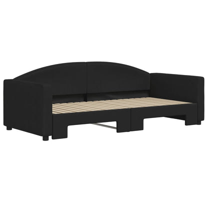 Divano Letto con Letto Estraibile Nero 90x190 cm in Tessuto