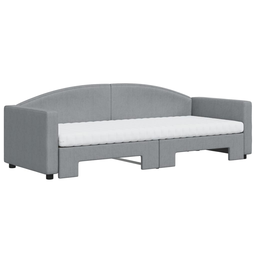 Divano Letto Estraibile Materassi Grigio Chiaro 80x200 Tessuto - homemem39