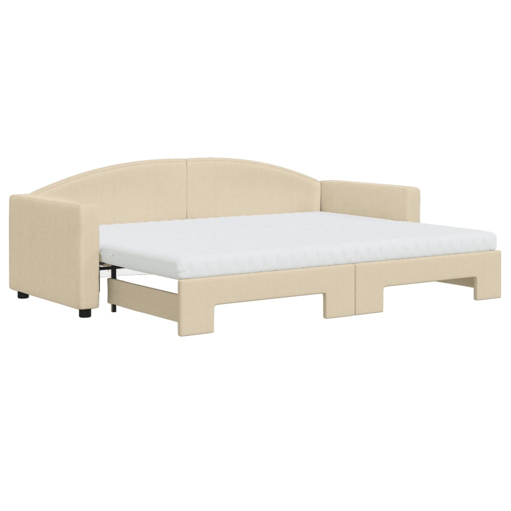 Divano Letto Estraibile con Materassi Crema 80x200 cm Tessuto - homemem39