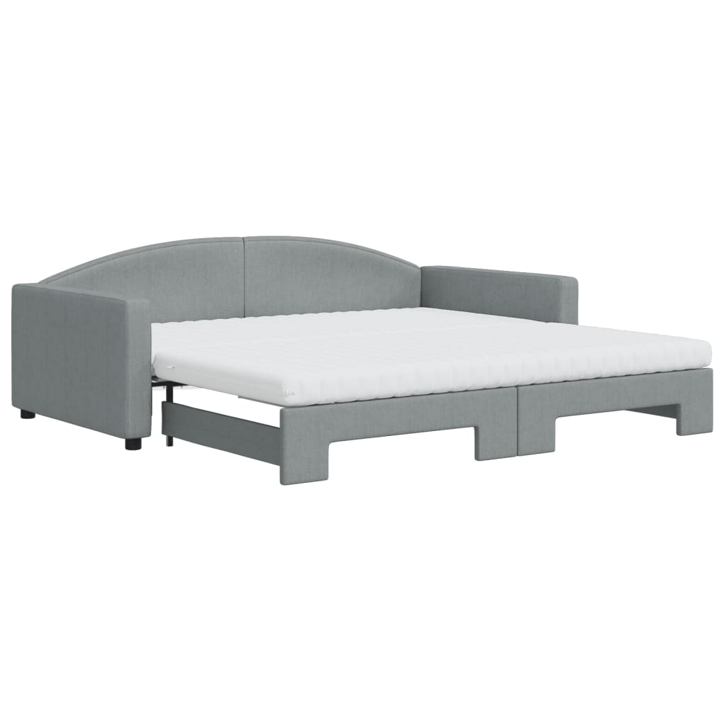 Divano Letto Estraibile Materassi Grigio Chiaro 100x200 Tessuto - homemem39