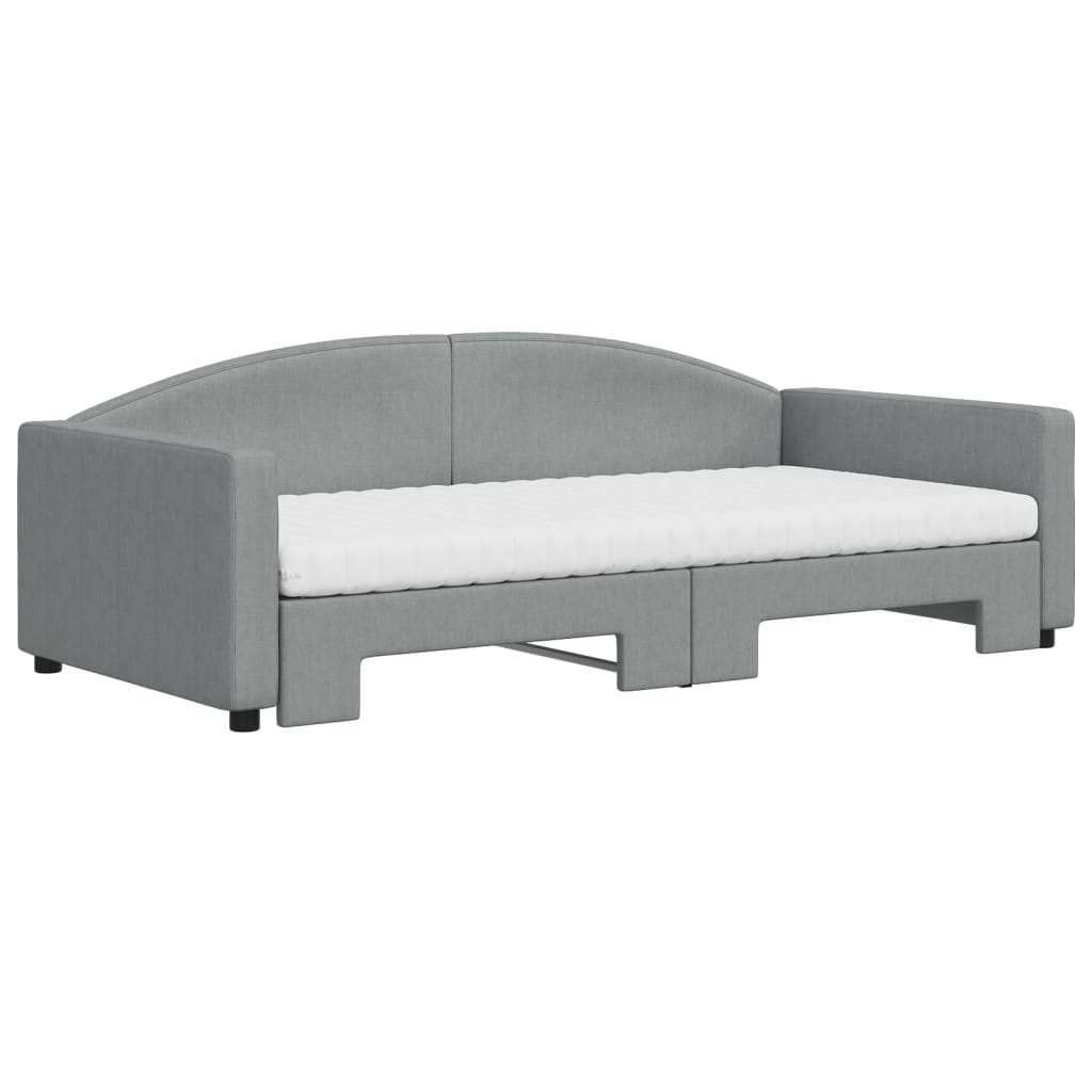 Divano Letto Estraibile Materassi Grigio Chiaro 100x200 Tessuto - homemem39
