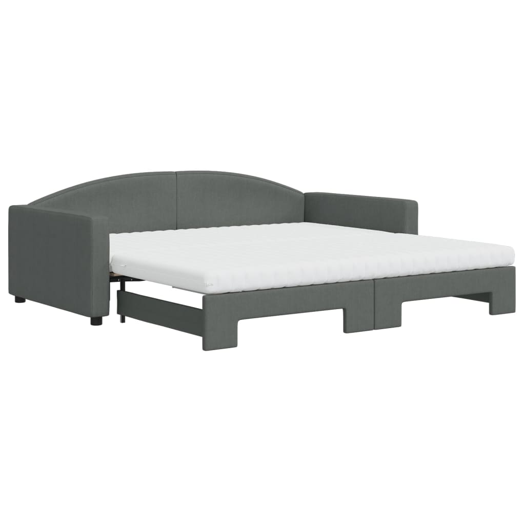 Divano Letto Estraibile Materassi Grigio Scuro 100x200 Tessuto - homemem39