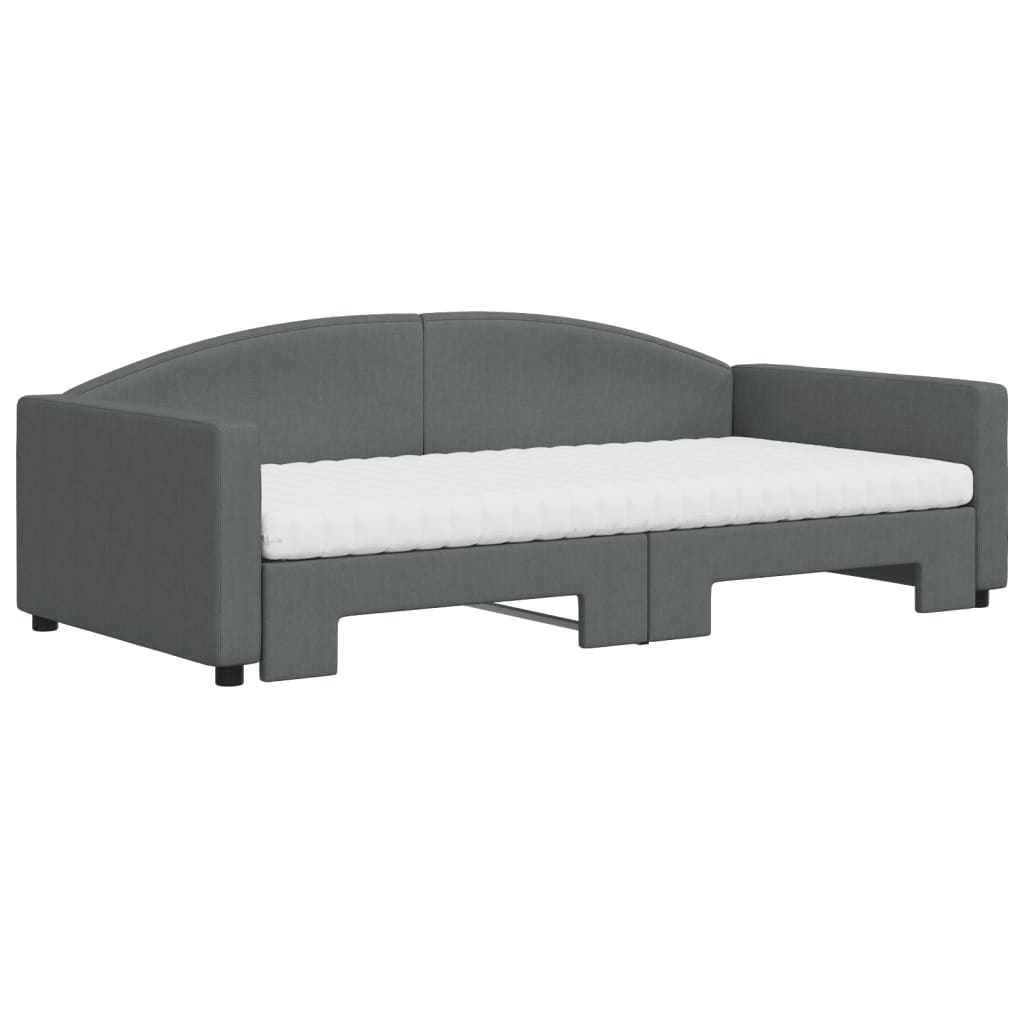 Divano Letto Estraibile Materassi Grigio Scuro 100x200 Tessuto - homemem39