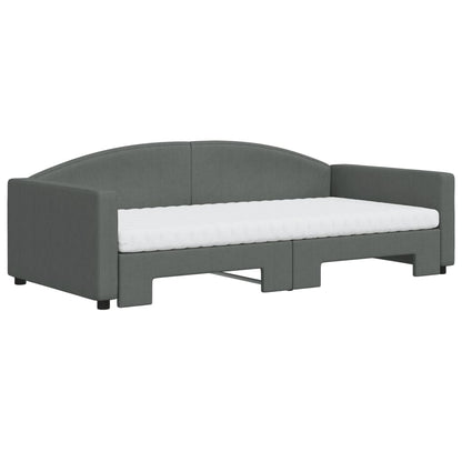 Divano Letto Estraibile Materassi Grigio Scuro 100x200 Tessuto - homemem39