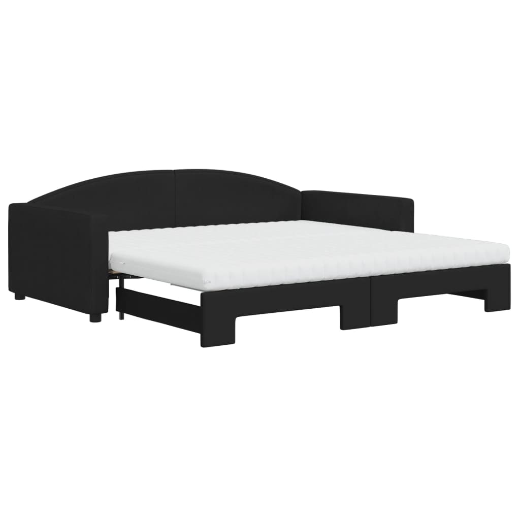 Divano Letto Estraibile con Materassi Nero 100x200 cm Tessuto - homemem39